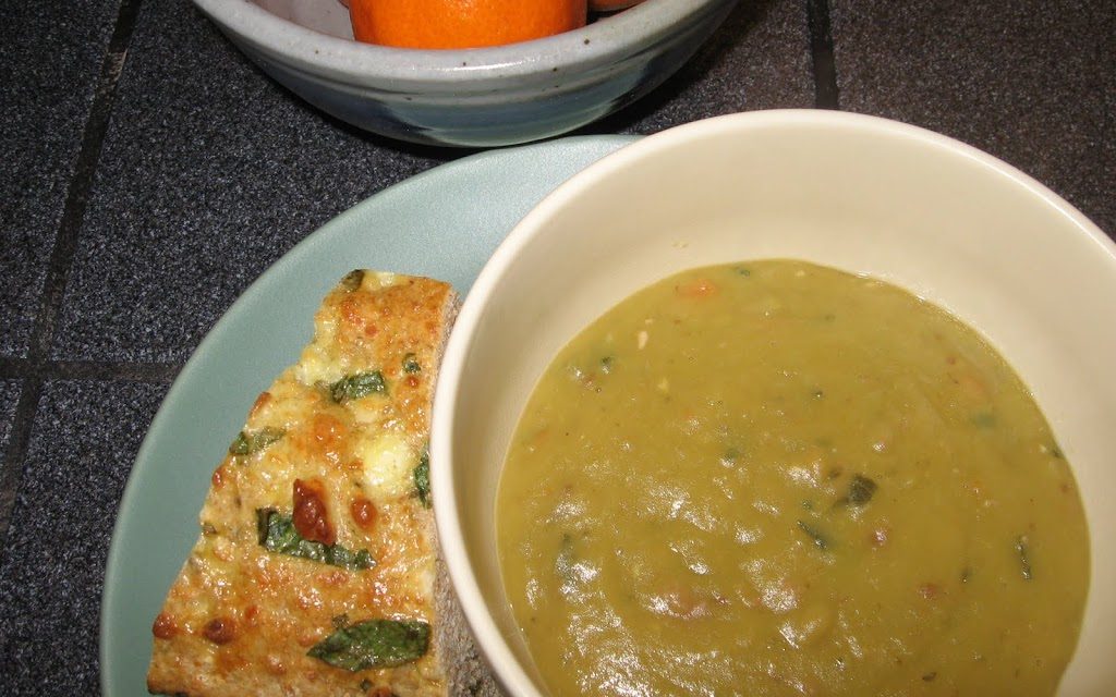 Split Pea Soup and Spinach Feta Bread