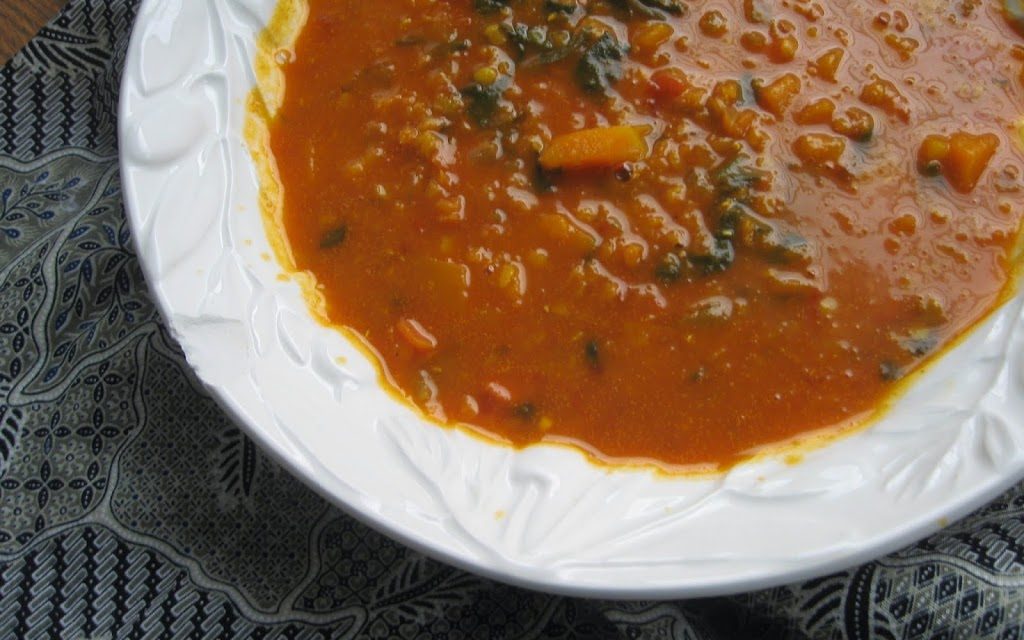 Red Lentil and Colorful Vegetable Soup