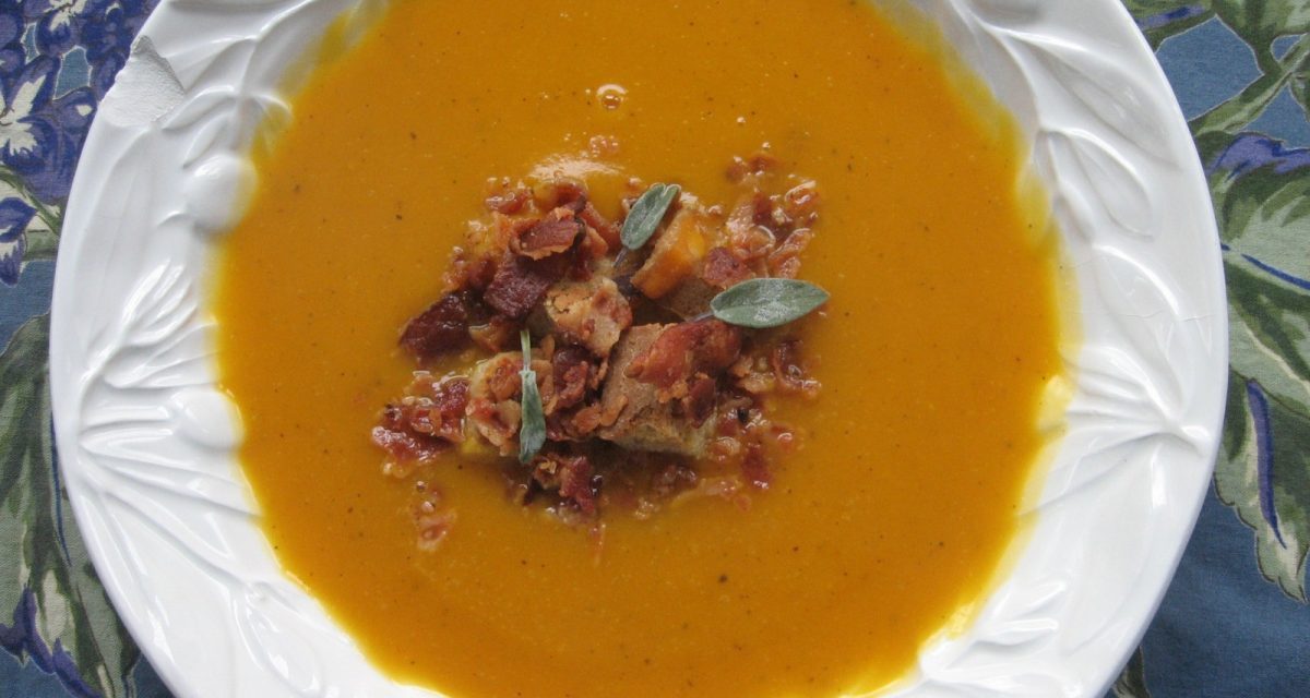 BUTTERNUT SQUASH SOUP WITH APPLE & BACON